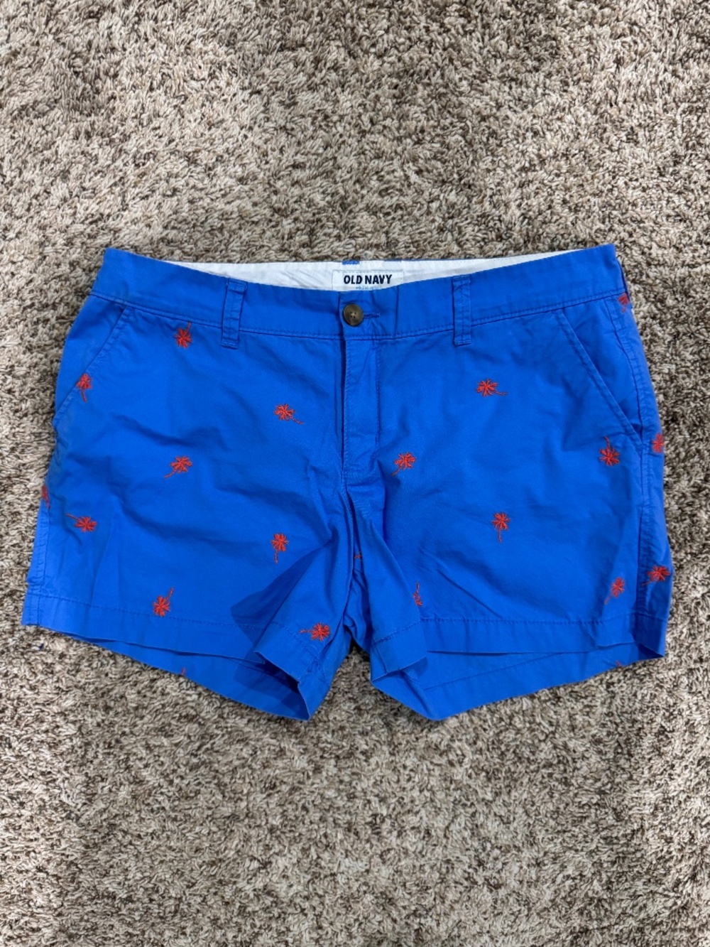 Old Navy women's blue shorts with red embroidered palm trees size 8 NEW